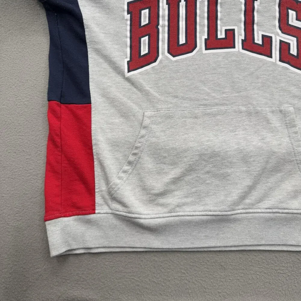 Chicago Bulls Hoodie Mens XL Gray Red NBA Basketball Pullover Colorblock USA - Picture 6 of 10